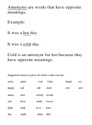 Antonyms/synonyms Vocabulary Worksheet Template