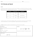 12.2 Velocity And Speed Physics Worksheet Printable pdf