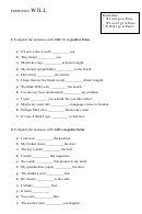 Exercises: Will English Verbs Worksheet With Answer Key