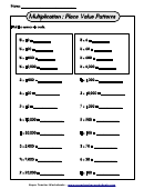 Multiplication: Place Value Patterns Worksheet With Answer Key