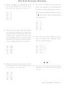 Sat Math Strategies Mini Quiz Worksheet With Answer Key