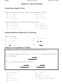 Quadratic Functions Worksheet - Unit #4 & 5 Review