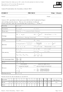 Physics Worksheet - Annual Examinations For Secondary Schools, 2015 Printable pdf