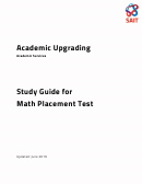 The Math Placement Test With Answers - Grade 11 - Sait Printable pdf