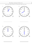 Reading Analog Clocks Worksheet With Answers