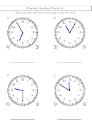 Reading Analog Clocks Worksheet With Answers