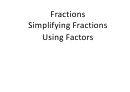 Simplifying Fractions Using Factors Worksheet With Answers
