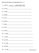 Numbers In Expanded Form Worksheet With Answer Key
