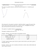 Applications Of Quadratic Functions Worksheet With Answers - Math 1314, Ch 3.1