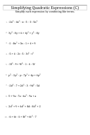 Simplifying Quadratic Expressions (c) Worksheet With Answers