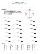 Quadrantal Angles Worksheet - Jefferson Davis Learning Center, Sandra Peterson Printable pdf