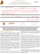Schedule 1040c-me - Worksheet For Composite Filing Of Maine Income Tax For Nonresident Owners - 2012