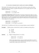 1.5 Greatest Common Factor And Least Common Multiple Worksheet With Answers - College Of The Sequoias