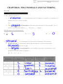 Polynomials And Factoring Worksheet With Answers - Chapter 8 Printable pdf