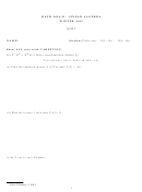 Math 205 A,b Quiz 4 - Linear Algebra Worksheet - 2013