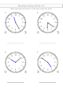 Reading Analog Clocks (a) Worksheet With Answers