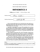 Regents High School Examination - Mathematics A Answers - The University Of The State Of New York - 2011