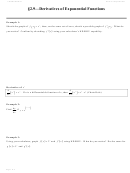 Derivatives Of Exponential Functions Worksheet - Calculus Maximus, Ch. 2.9 Printable pdf