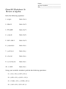 Chem100 Algebra Worksheet 1b - San Diego State University