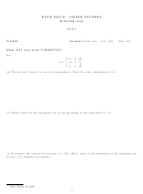 Math 205a,b Quiz 8 Worksheet - Linear Algebra - 2013 Printable pdf
