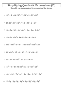 Simplifying Quadratic Expressions (d) Worksheet With Answers