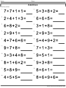 Single Digit Addition Worksheet With Answers