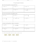 7.3 Log Functions Worksheet