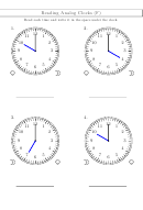 Reading Analog Clocks Worksheet With Answers Printable pdf