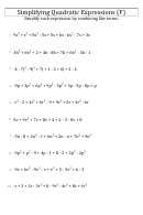 Simplifying Quadratic Expressions (f) Worksheet With Answers