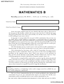 Mathematics B Test - Regents High School Examination, The University Of The State Of New York