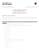 Math Circles Prime Time Worksheet With Answers - Grade 6 - University Of Waterloo - 2015