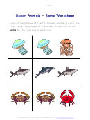 Ocean Animals - Same Worksheet Printable pdf