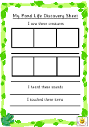My Pond Life Discovery Sheet Template