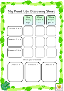 My Pond Life Discovery Sheet Template