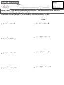Quadratic Equation Worksheet Printable pdf