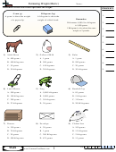 Estimating Weight (metric) Worksheet With Answer Key