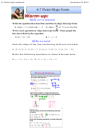 4.7 Point-slope Form Worksheet With Answers - Algebra 1 Notebook, 2012