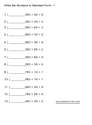 Writing The Numbers In Standard Form Worksheet With Answers