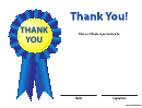 Thank You Certificate Template - Blue Medal