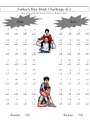 Father's Day Math Challenge (c) Worksheet With Answer Key