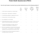 Form Phq-9 - Patient Health Questionnaire