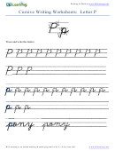 Letter P Cursive Writing Sheet - K5 Learning Printable pdf