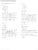5-3 Solving Trigonometric Equations Worksheet With Answers