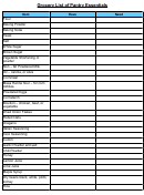 Grocery List Of Pantry Essentials Template