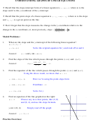 Understanding Graphs Of Linear Equations Worksheet With Answers