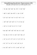 Simplifying Quadratic Expressions (h) Worksheet With Answers
