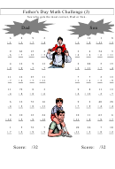 Father's Day Math Challenge (j) Worksheet With Answers