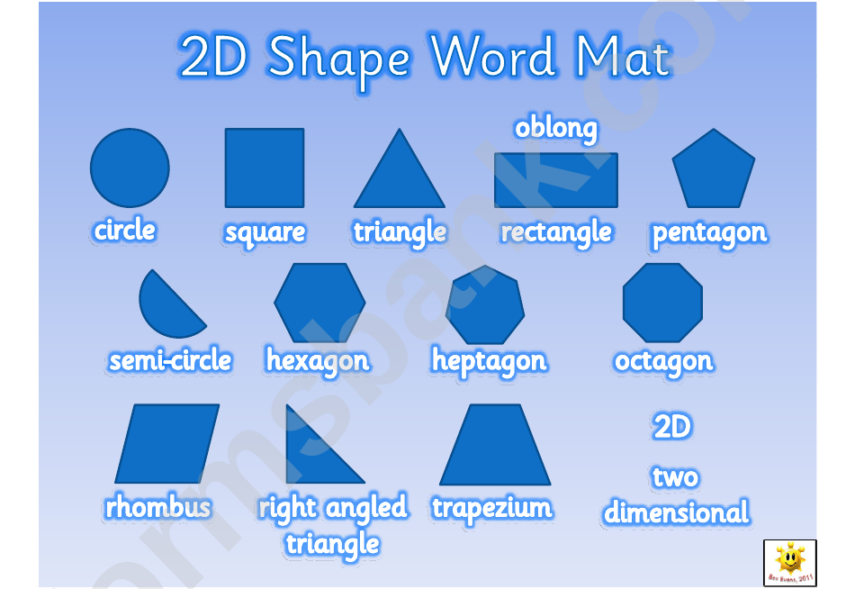 2d Shapes Word Mat Template