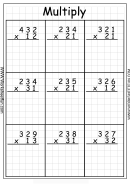 Multiplication 3 Digits By 2 Digits Worksheet