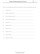 Types Of Intermolecular Forces Molecular Models Worksheet With Answer Key - Everett Community College